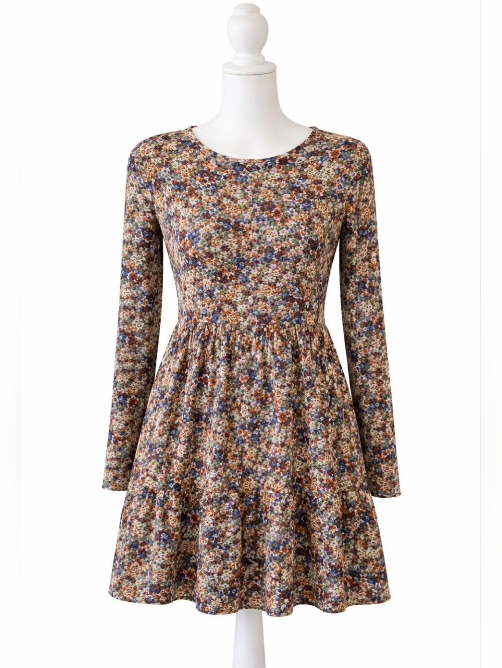 Love, Fire Floral Print Long Sleeve Dress Casual Boho Cute Multicolor Small